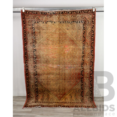 Worn Hand Knotted Turkish Rug