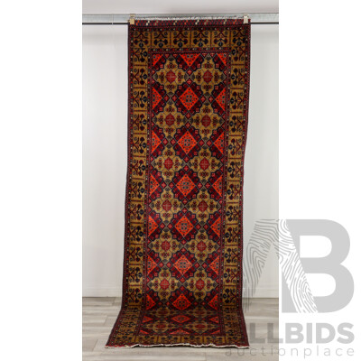 Hand Knotted Afghan Turkmen Runner Rug