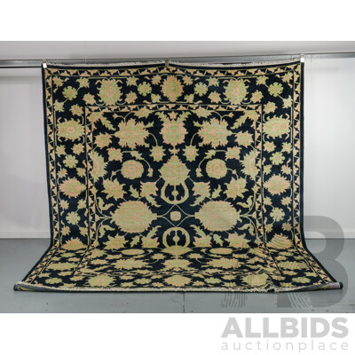 Large Hand Knotted Navy Oushak Rug