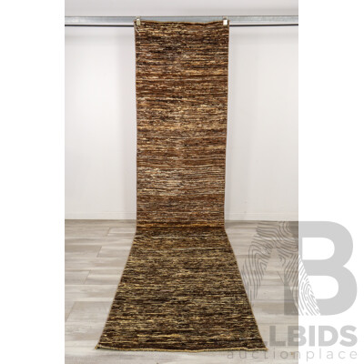 Hand Knotted Striped Runner Rug