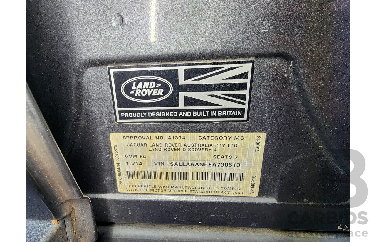 10/2014 Land Rover Discovery 4 3.0 TDV6 MY15 4d Wagon Grey 3.0L