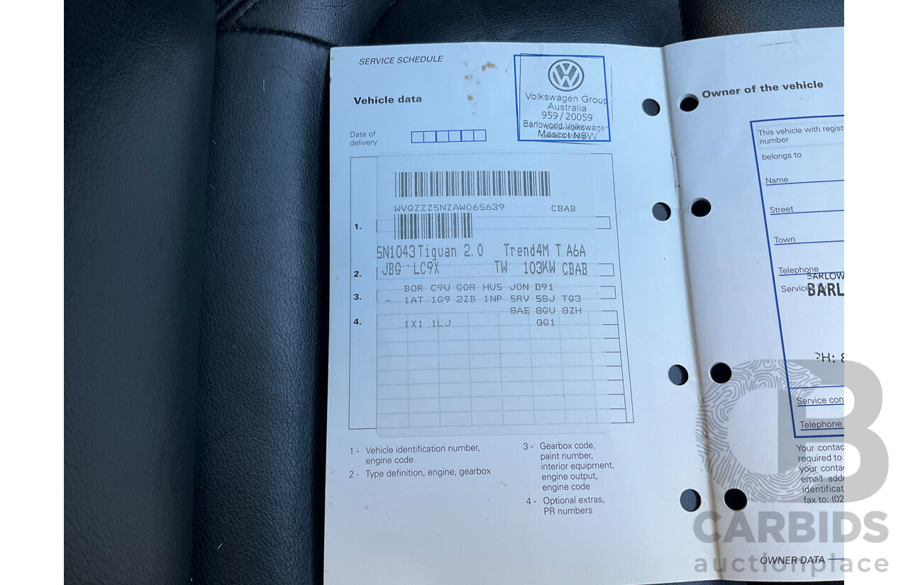 2/2010 Volkswagen Tiguan 103 TDI Pacific 5NC MY10 4d Wagon Black 2.0L