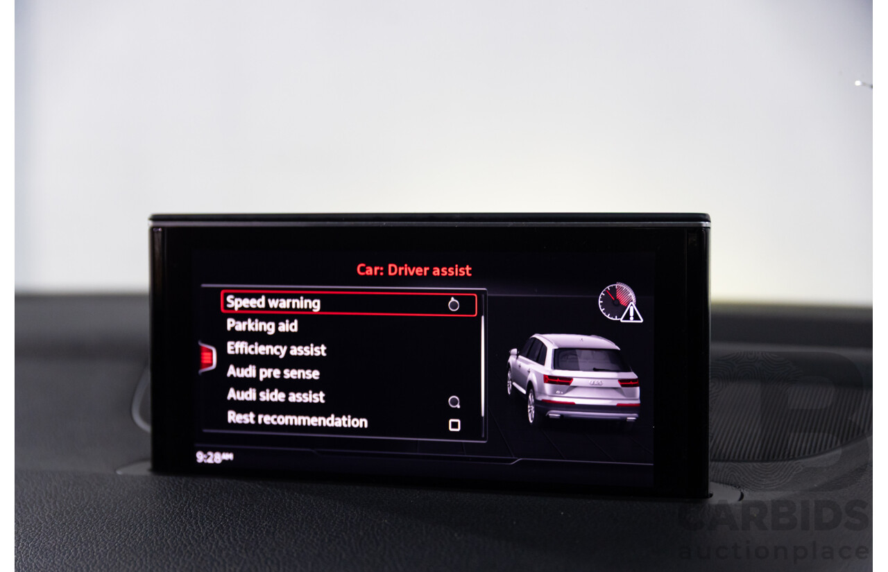 08/2017 Audi Q7 3.0 TDI Quattro (160kW AWD) 4M MY17 4d Wagon Orca Black Metallic Turbo Diesel V6 3.0L