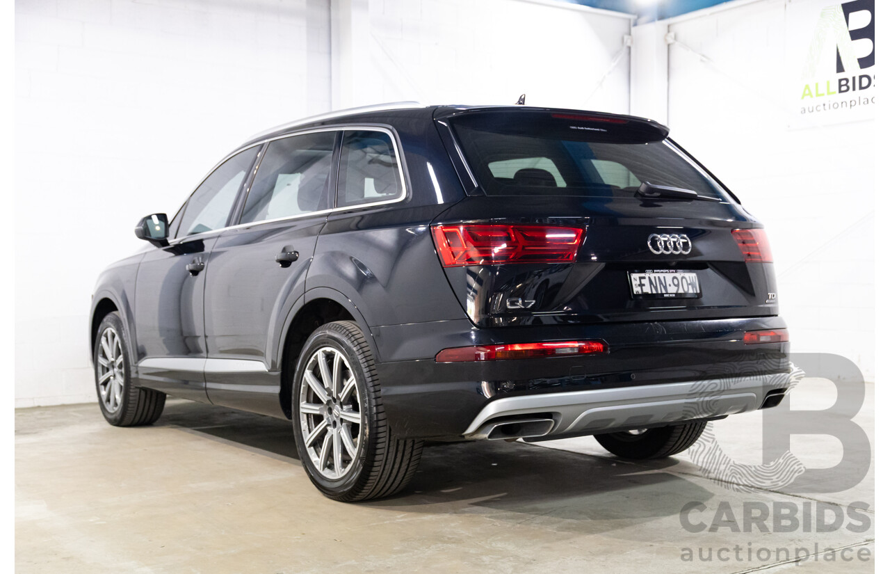 08/2017 Audi Q7 3.0 TDI Quattro (160kW AWD) 4M MY17 4d Wagon Orca Black Metallic Turbo Diesel V6 3.0L