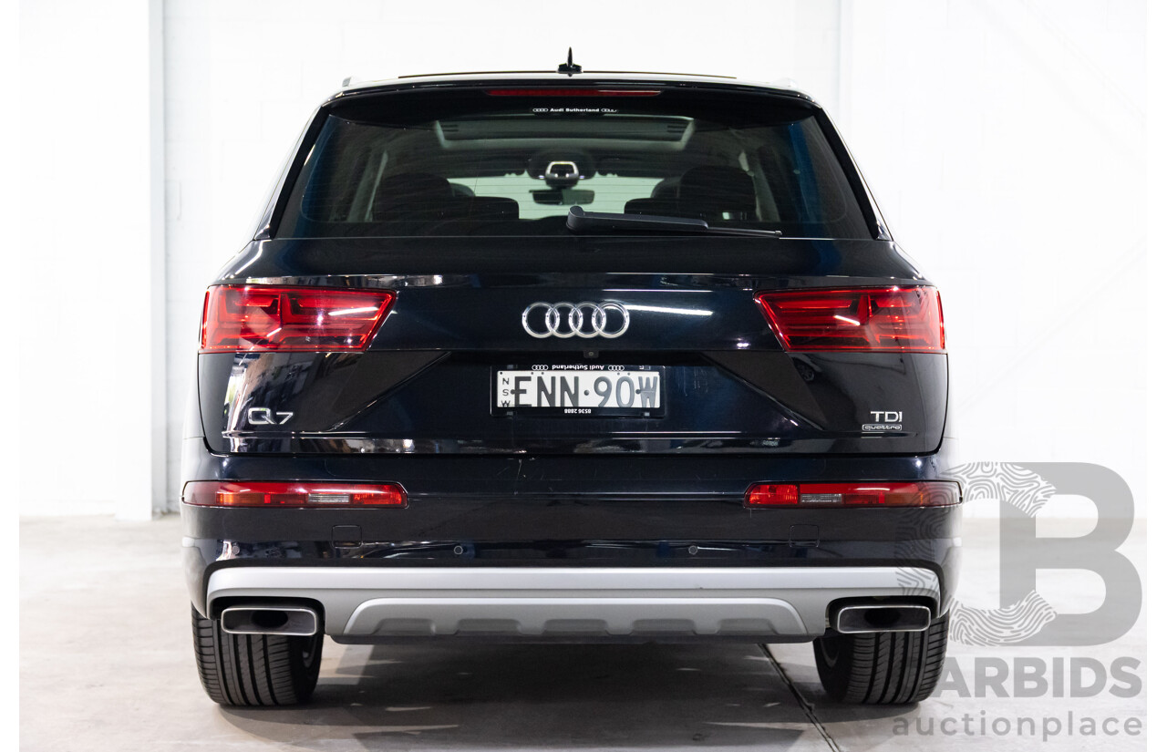 08/2017 Audi Q7 3.0 TDI Quattro (160kW AWD) 4M MY17 4d Wagon Orca Black Metallic Turbo Diesel V6 3.0L