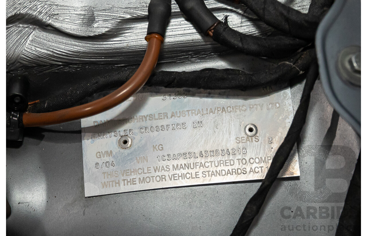 8/2004 Chrysler Crossfire Roadster ZH 2d Convertible Sapphire Silver Metallic V6 3.2L