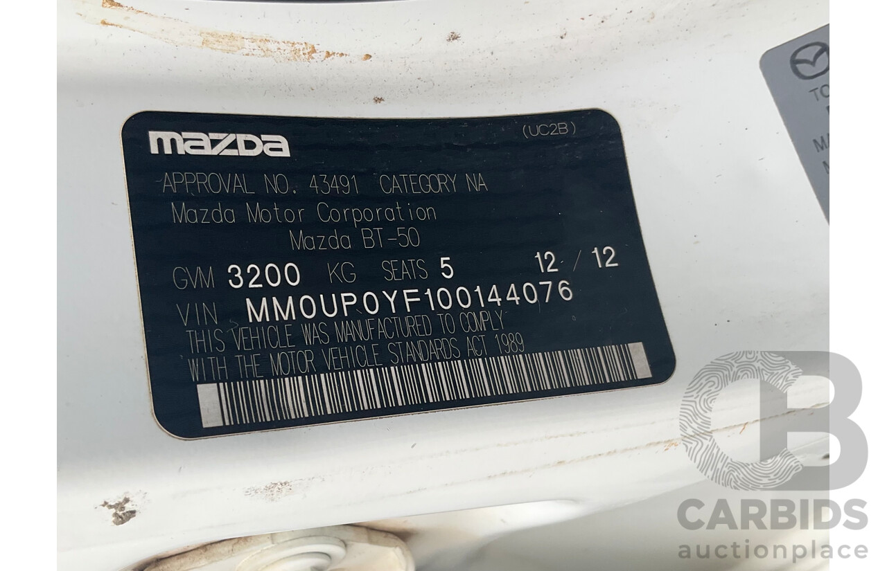 11/2012 Mazda BT-50 XTR (4x4)  Dual Cab Utility White 3.2L