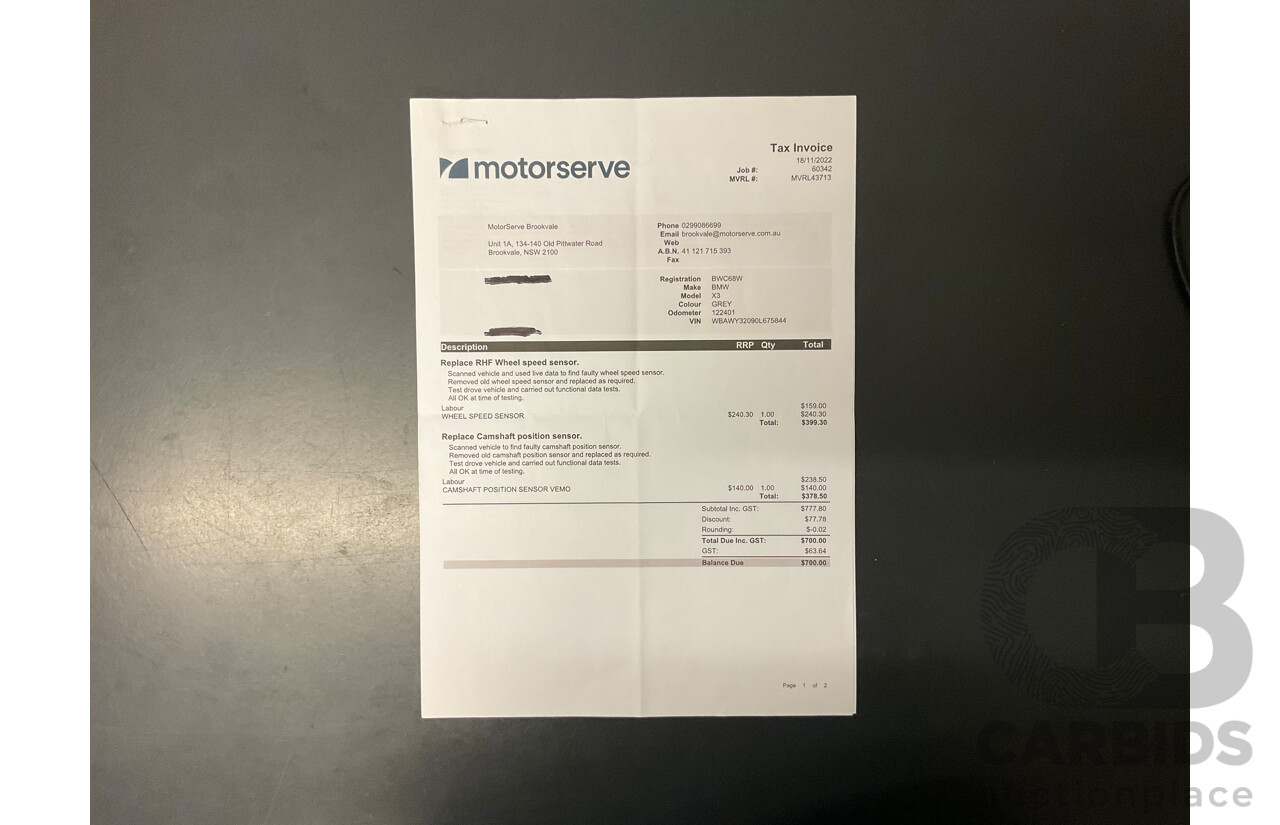 4/2011 Bmw X3 Xdrive 20d F25 4d Wagon Grey Turbo Diesel 2.0L