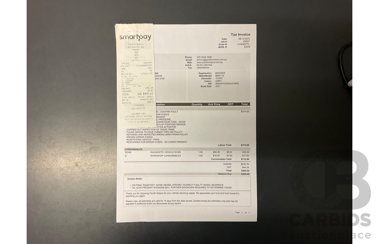 4/2011 Bmw X3 Xdrive 20d F25 4d Wagon Grey Turbo Diesel 2.0L