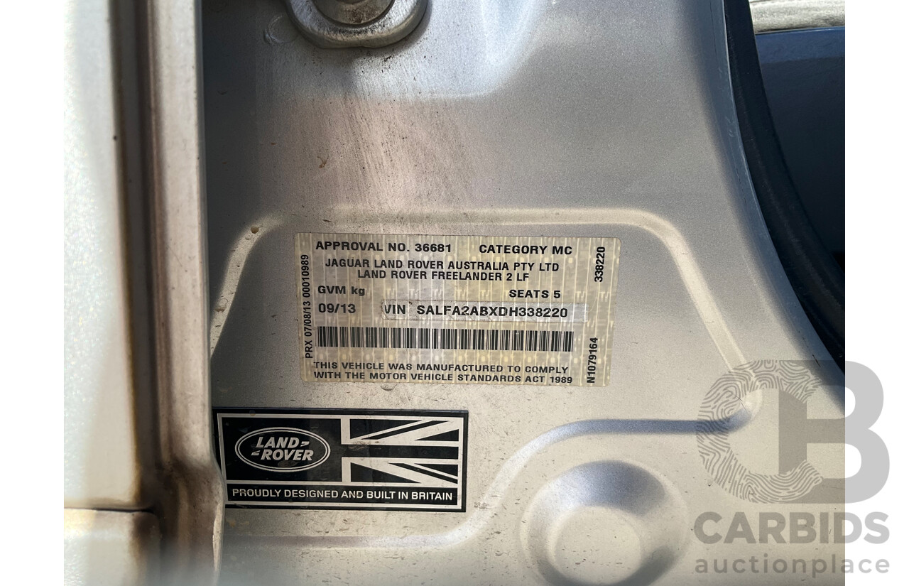 9/2013 Land Rover Freelander 2 SD4 HSE (4x4) LF MY13 4d Wagon Silver Turbo Diesel 2.2L