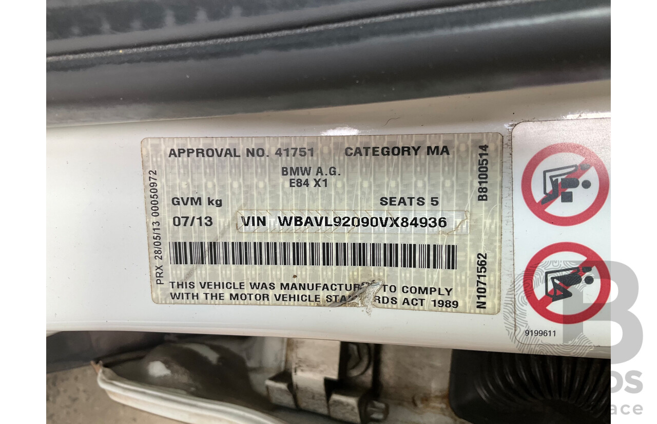 7/2013 BMW X1 sDrive20i E84 MY13 4d Wagon Alpine White Turbo 2.0L