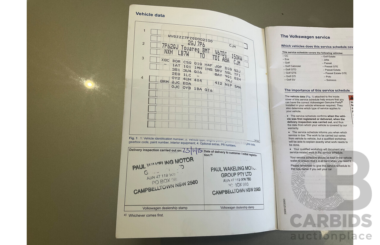 10/2015 Volkswagen Touareg 150 TDI AWD 7P MY16 4D Wagon Silver Turbo Diesel 3.0L