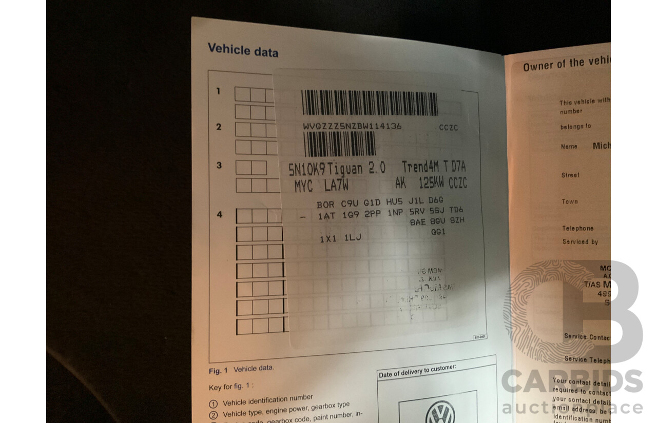 6/2011 Volkswagen Tiguan 125 TSI 5NC MY11 4d Wagon Silver 2.0L