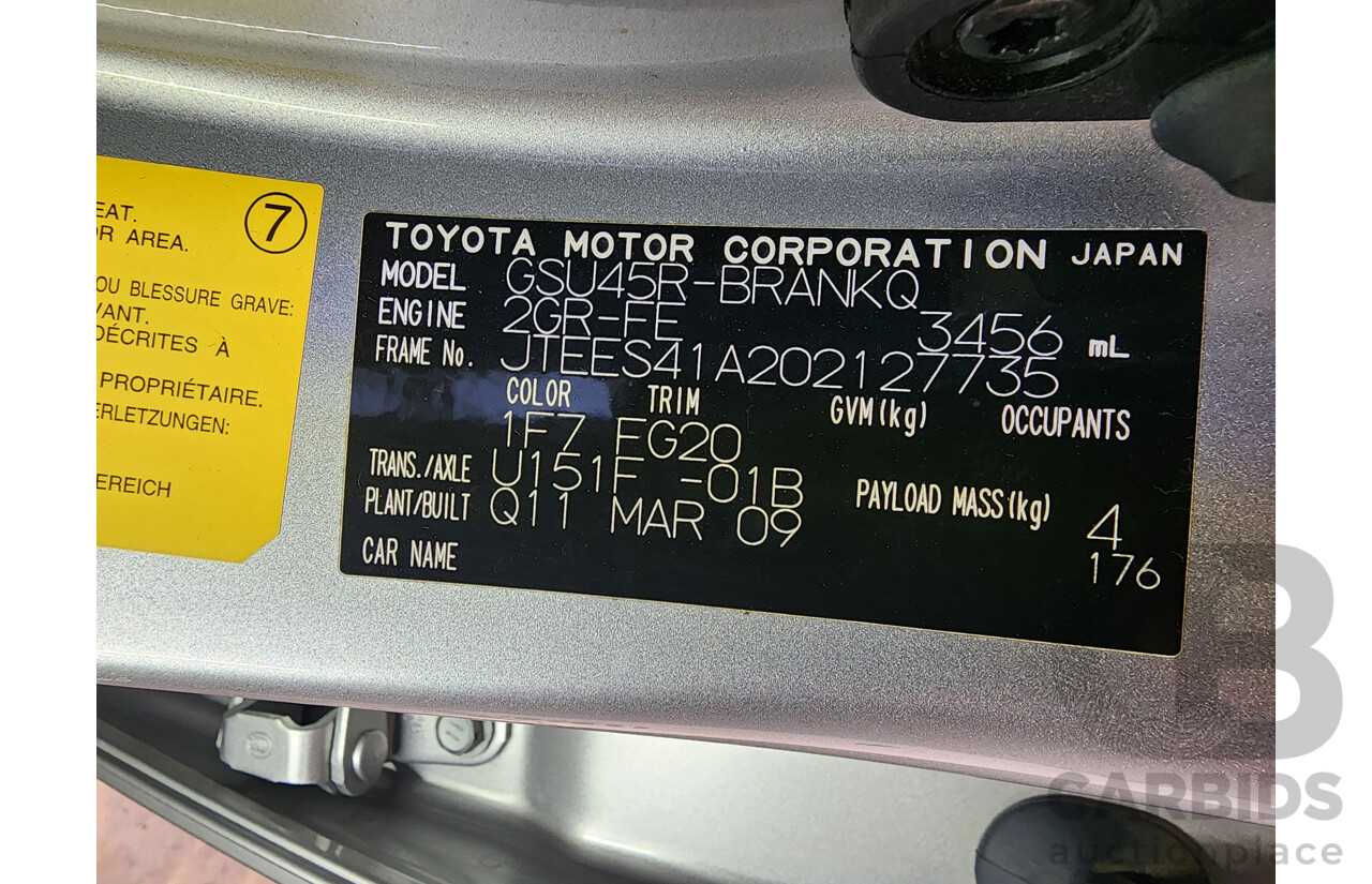 4/2009 Toyota Kluger KX-R (4x4) 7 SEAT GSU45R 4d Wagon Silver 3.5L