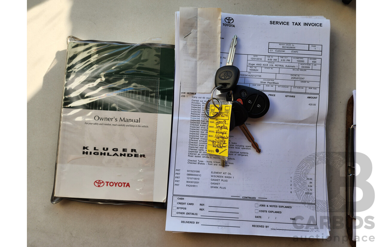 4/2009 Toyota Kluger KX-R (4x4) 7 SEAT GSU45R 4d Wagon Silver 3.5L
