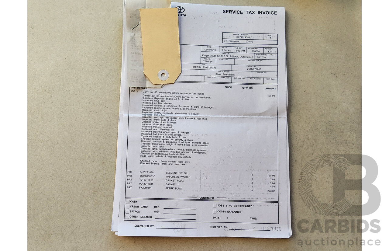 4/2009 Toyota Kluger KX-R (4x4) 7 SEAT GSU45R 4d Wagon Silver 3.5L