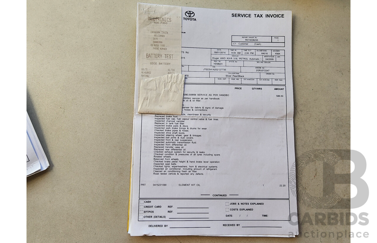 4/2009 Toyota Kluger KX-R (4x4) 7 SEAT GSU45R 4d Wagon Silver 3.5L