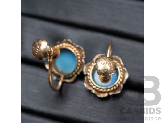 1660564 · Pair of Vintage 10ct Yellow Gold & Opal Screw in Earrings - 2.38gms