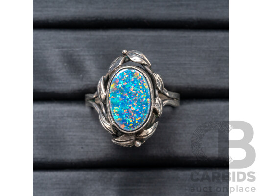1660532 · Vintage 925 Sterling Silver & Opal Ring - Size O