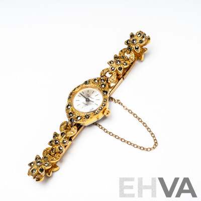 Vintage Rolled Gold & Marcasite Swiss Made Quartz Movement Watch by Classique