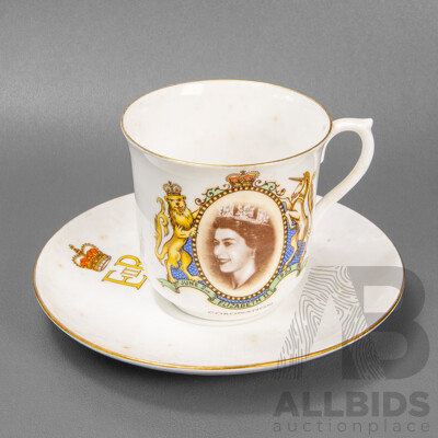 Shelley Commemorative Elizabeth II Coronation Tea Cup and Saucer 1953