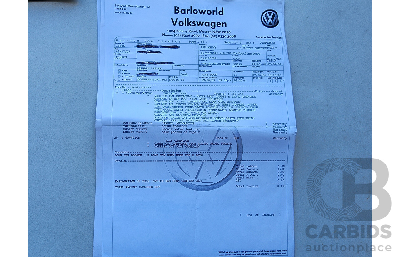 5/2006 Volkswagen Golf 2.0 TDI Comfortline 1K 5d Hatchback Grey 2.0L