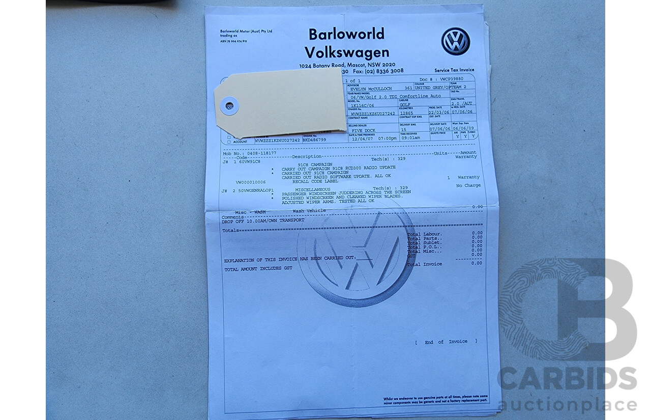 5/2006 Volkswagen Golf 2.0 TDI Comfortline 1K 5d Hatchback Grey 2.0L