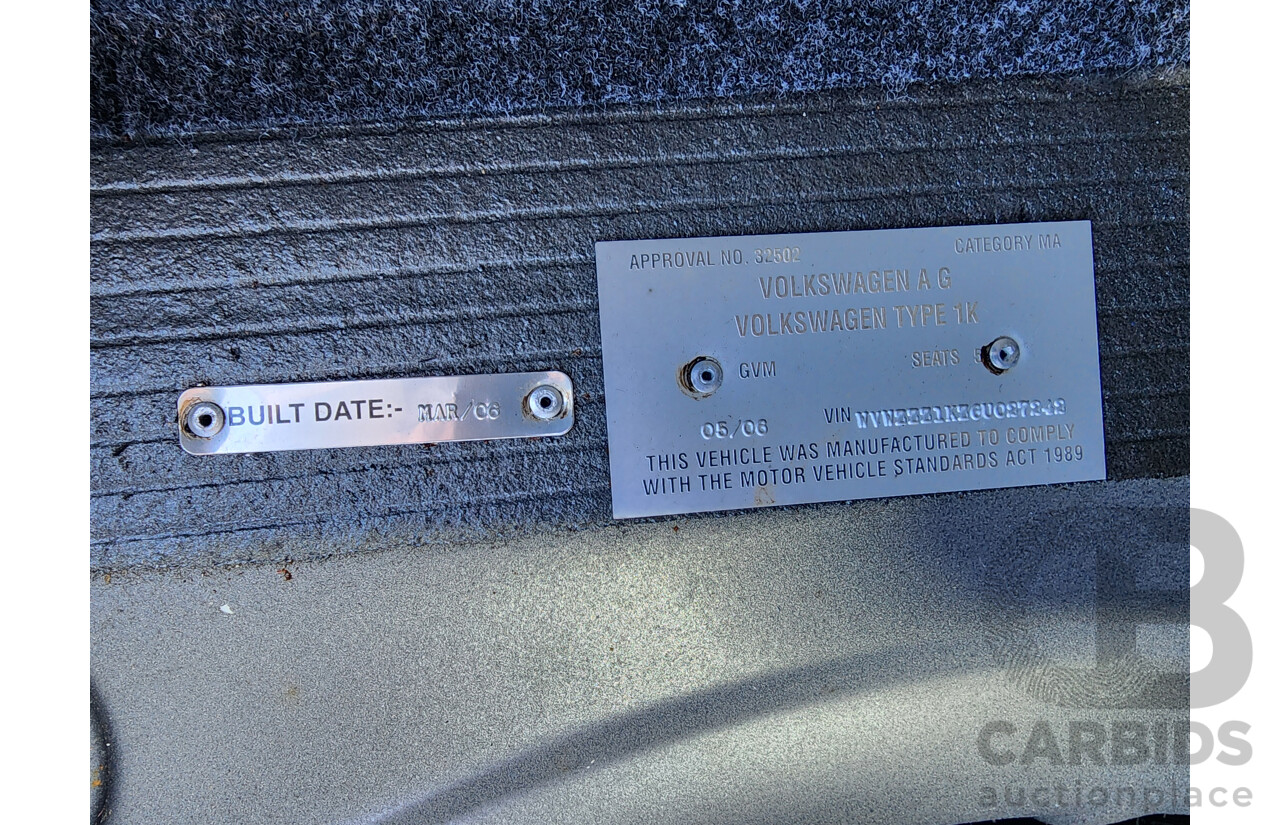 5/2006 Volkswagen Golf 2.0 TDI Comfortline 1K 5d Hatchback Grey 2.0L