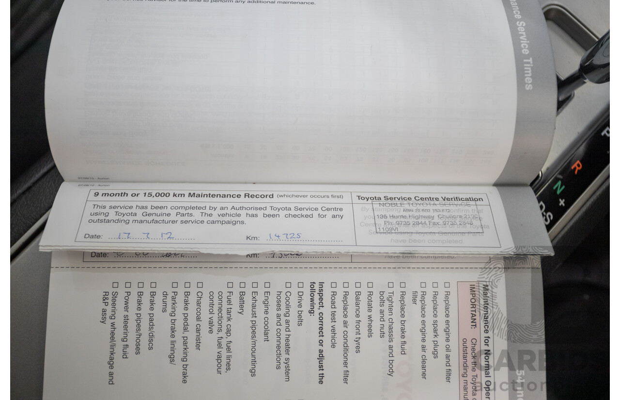 7/2011 Toyota Aurion Touring SE GSV40R 4D Sedan Titanium Silver Metallic V6 3.5L