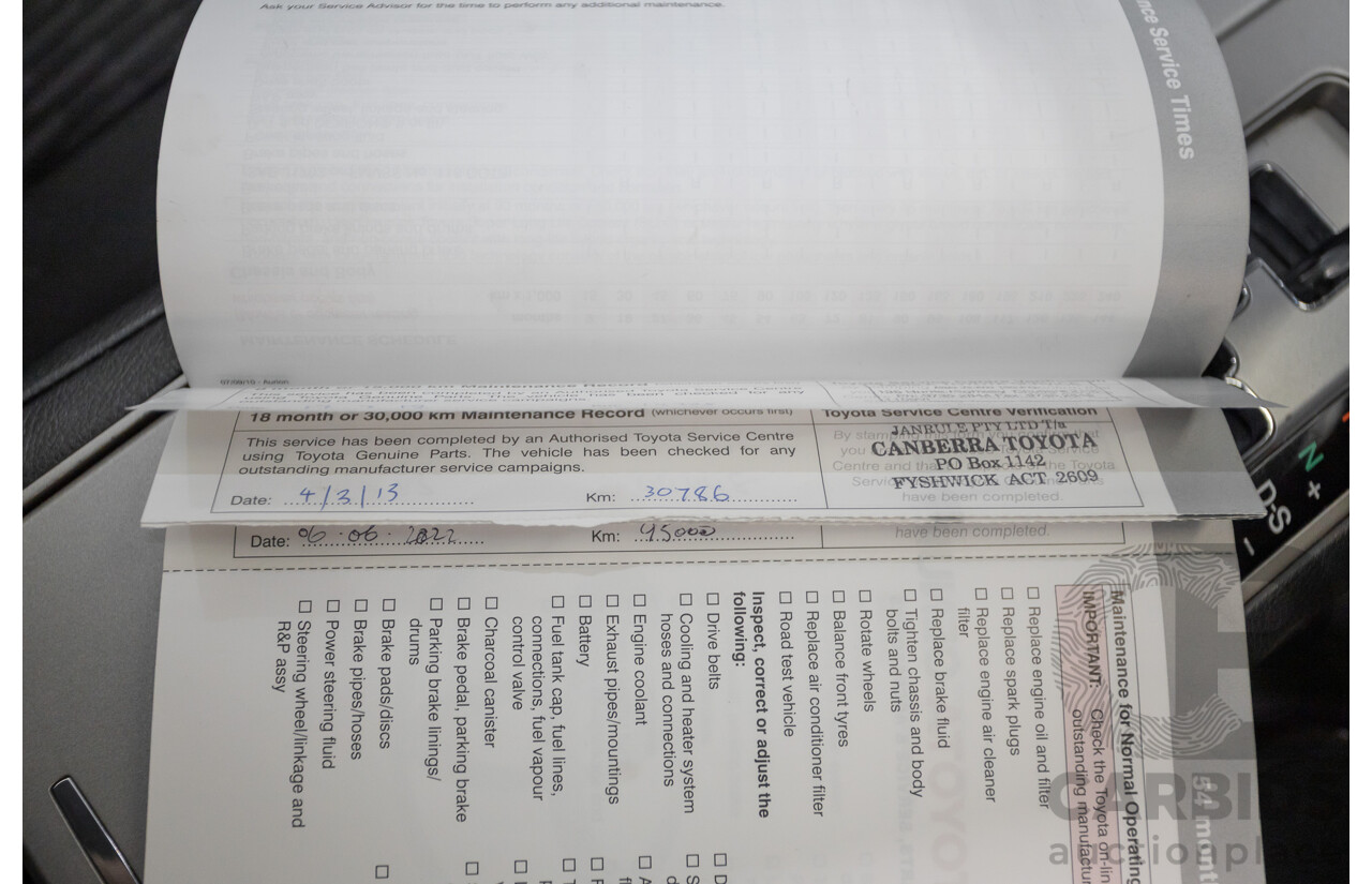 7/2011 Toyota Aurion Touring SE GSV40R 4D Sedan Titanium Silver Metallic V6 3.5L