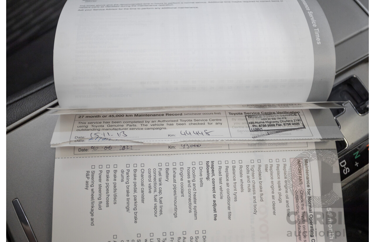 7/2011 Toyota Aurion Touring SE GSV40R 4D Sedan Titanium Silver Metallic V6 3.5L