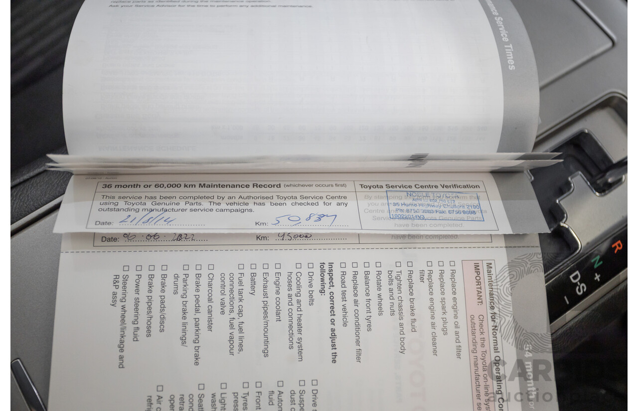 7/2011 Toyota Aurion Touring SE GSV40R 4D Sedan Titanium Silver Metallic V6 3.5L