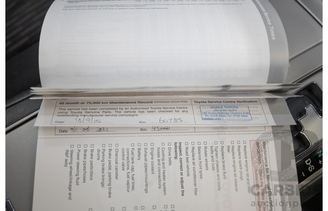 7/2011 Toyota Aurion Touring SE GSV40R 4D Sedan Titanium Silver Metallic V6 3.5L