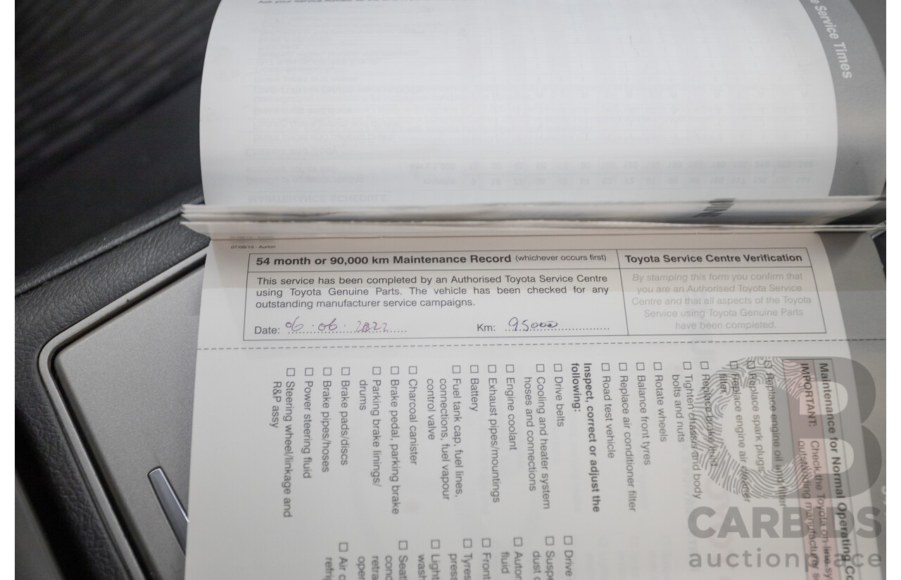 7/2011 Toyota Aurion Touring SE GSV40R 4D Sedan Titanium Silver Metallic V6 3.5L