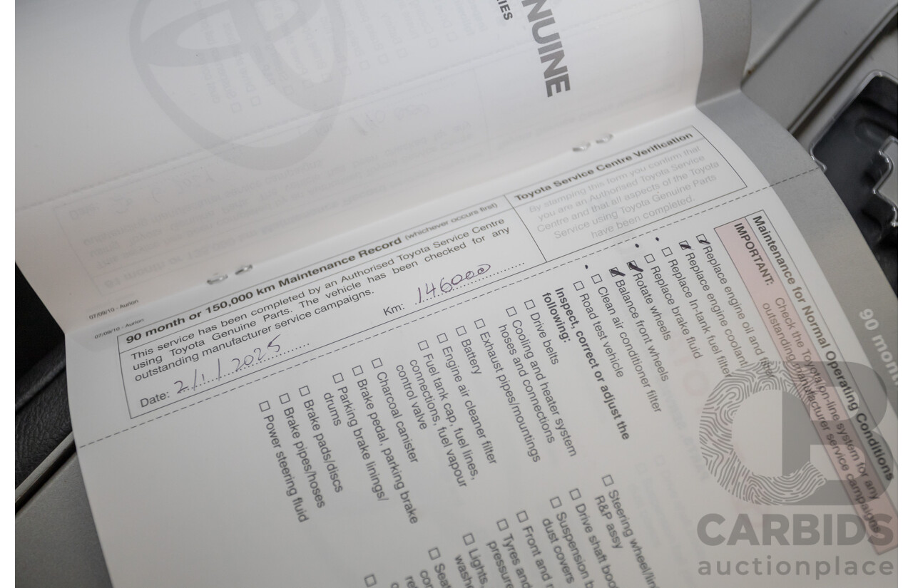 7/2011 Toyota Aurion Touring SE GSV40R 4D Sedan Titanium Silver Metallic V6 3.5L