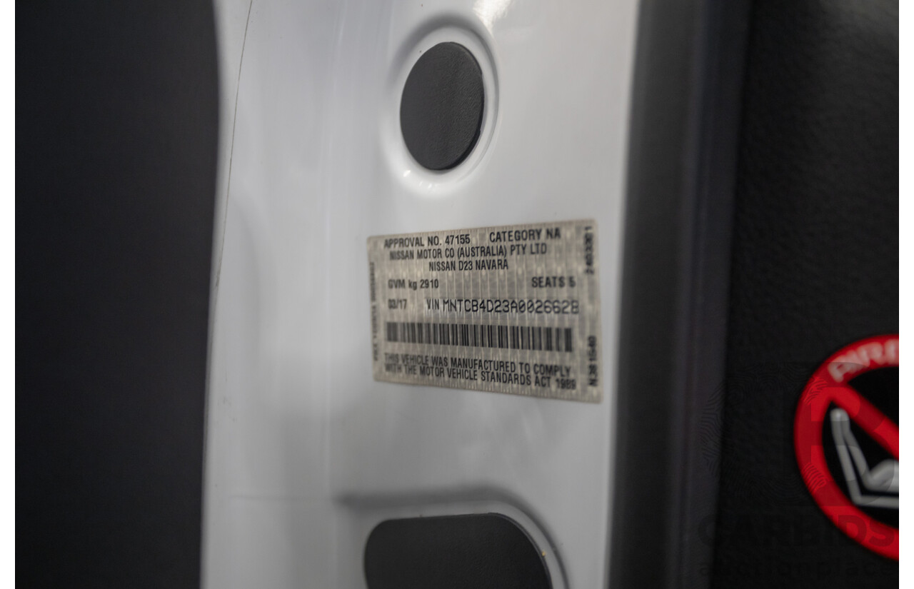 03/2017 Nissan Navara SL (4x4) D23 SERIES II Dual Cab Utility White Turbo Diesel 2.3L