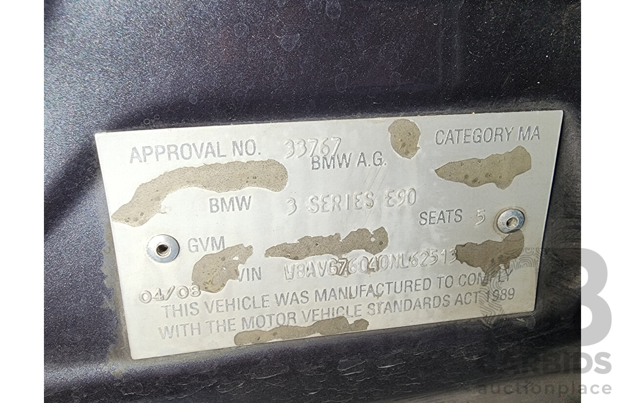 4/2008 Bmw 3 20i Executive E90 08 UPGRADE 4d Sedan Grey 2.0L