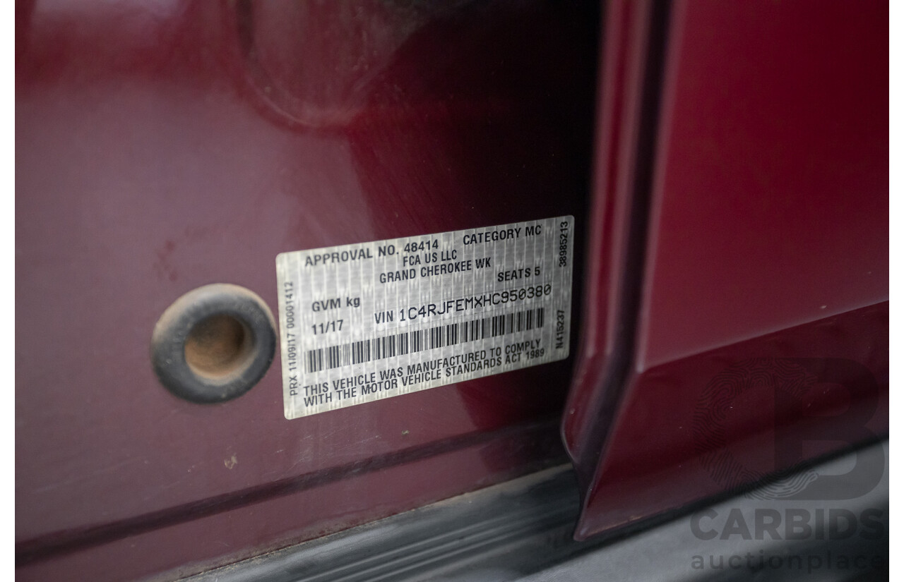 11/2017 Jeep Grand Cherokee Laredo (4x4) WK MY17 4D Wagon Velvet Red Pearl Turbo Diesel 3.0L