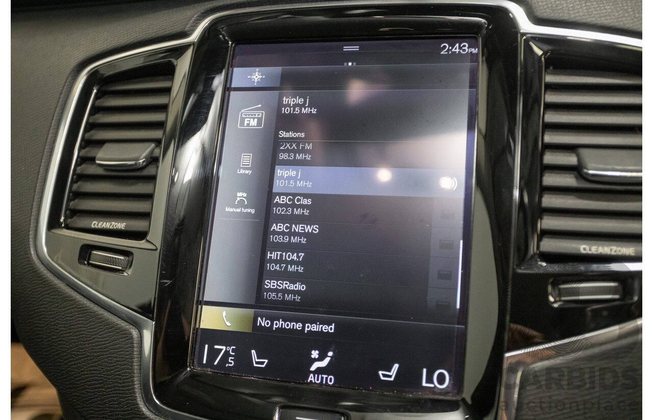 1/2016 Volvo XC90 D5 2.0 Inscription (AWD) 256 MY16 4D Wagon Electric Silver Metallic Twin Tubro Diesel 2.0L