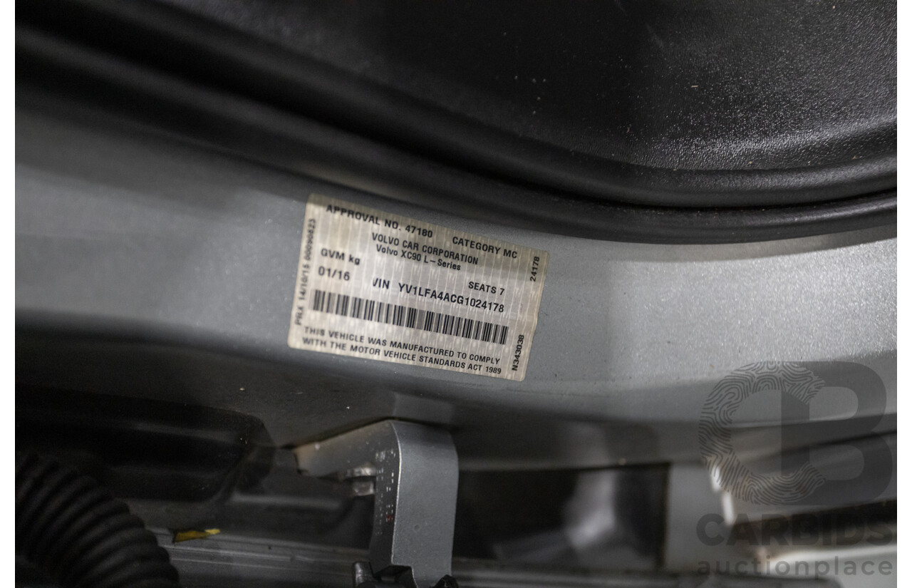 1/2016 Volvo XC90 D5 2.0 Inscription (AWD) 256 MY16 4D Wagon Electric Silver Metallic Twin Tubro Diesel 2.0L