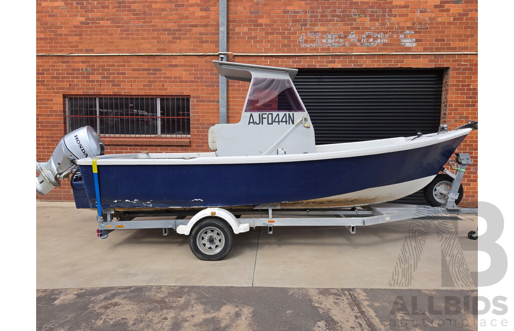 6m Custom Build Centre Console Fibreglass Boat with 60hp Honda Outboard and Trailer