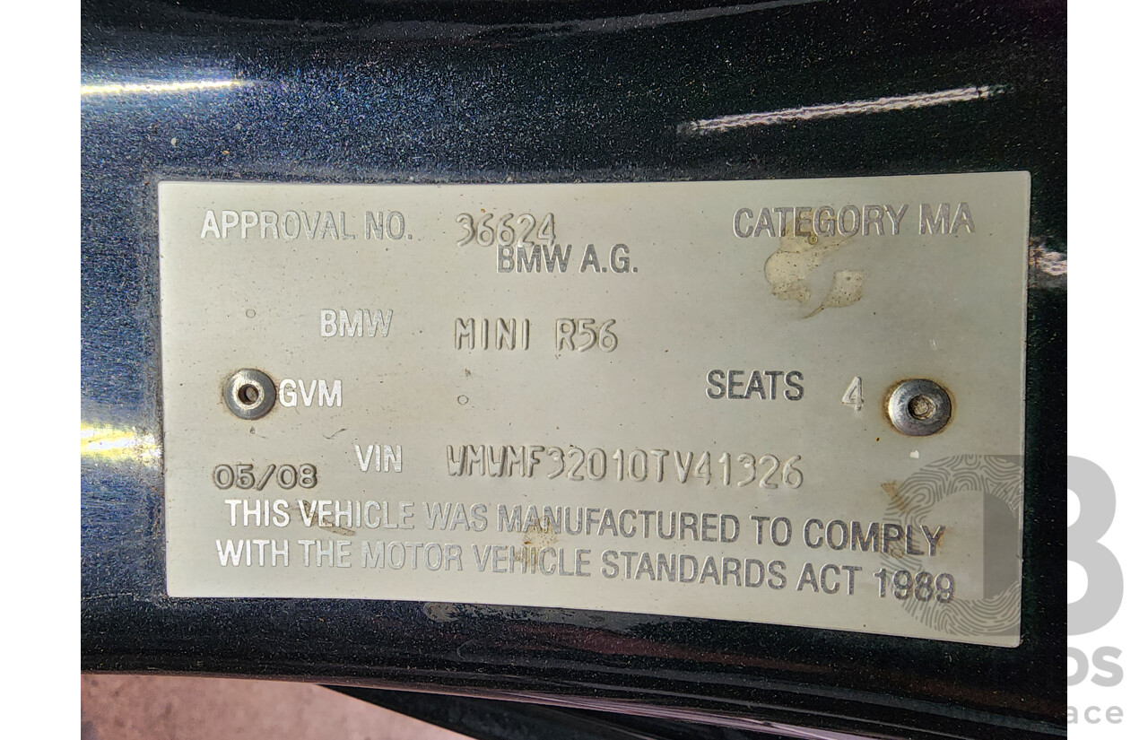 5/2008 Mini Cooper  R56 2d Hatchback Black 1.6L