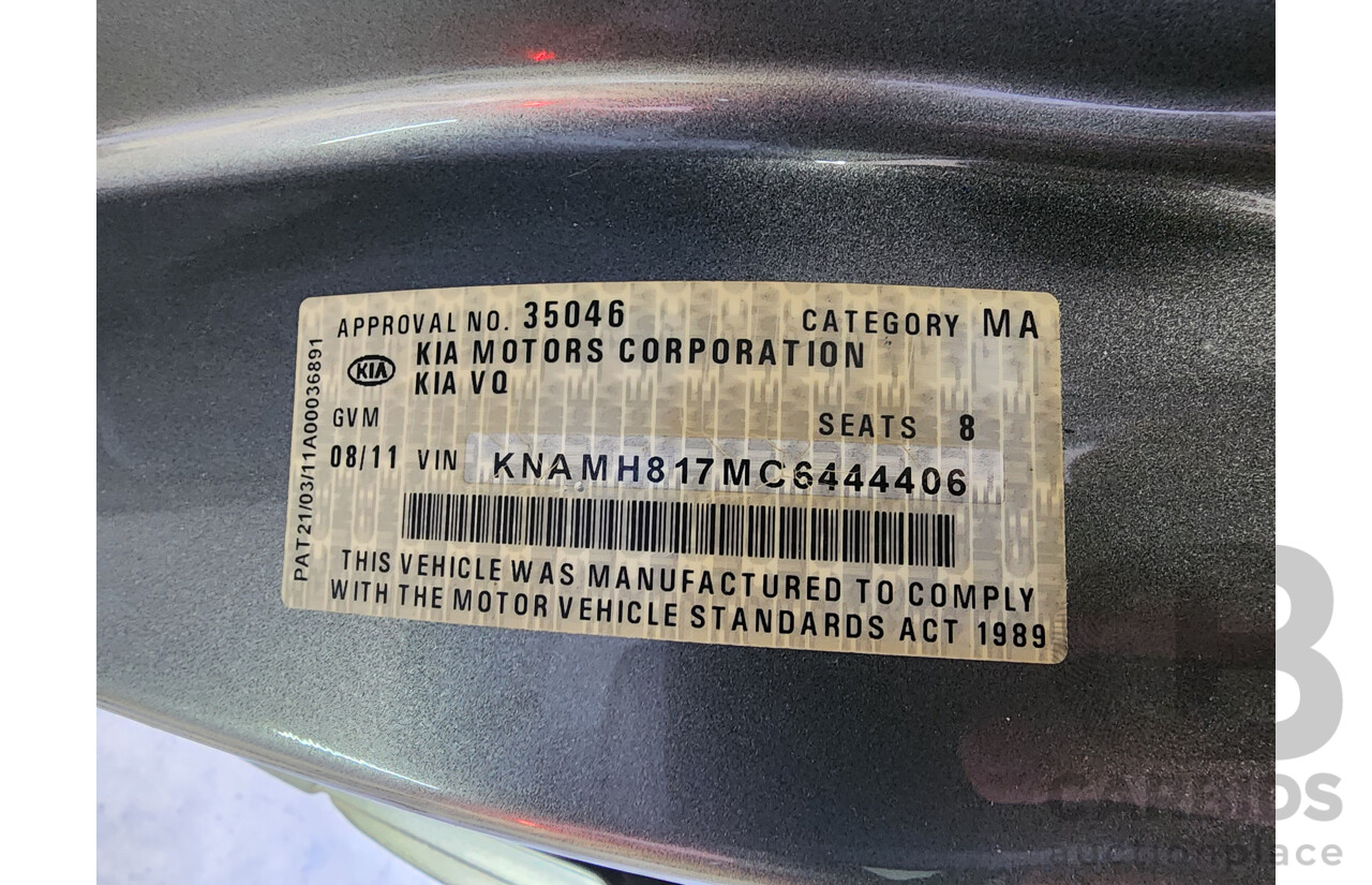 8/2011 Kia Grand Carnival Si VQ MY11 4d Wagon Silver 3.5L