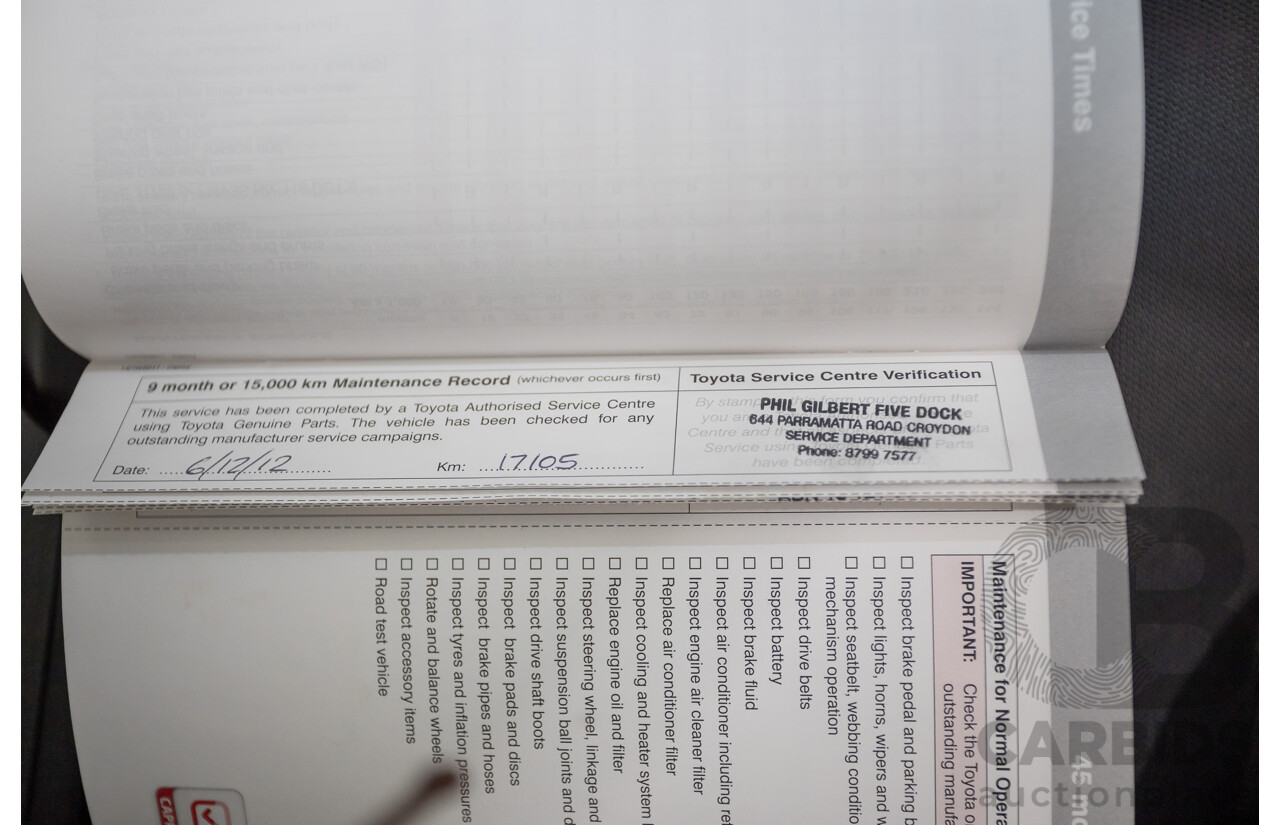 12/2011 Toyota Camry Altise ASV50R 4D Sedan White 2.5L