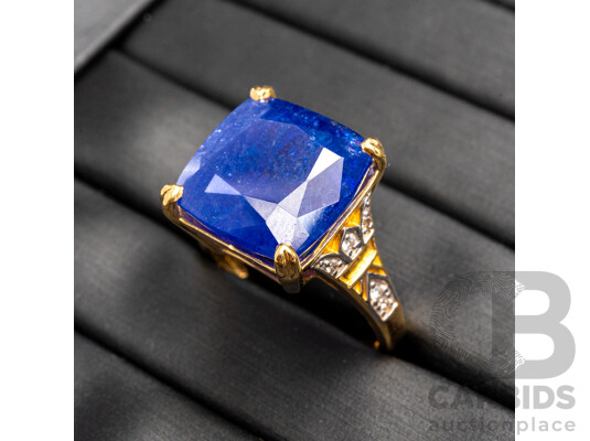 1660676 · 14ct Yellow Gold Tanzanite & Diamonds Ring with Valuation - Size P
