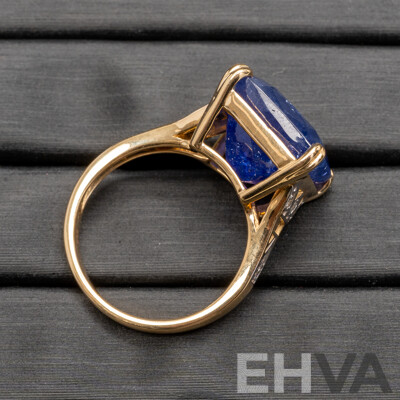 14ct Yellow Gold Tanzanite & Diamonds Ring with Valuation - Size P