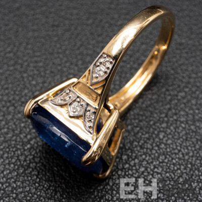 14ct Yellow Gold Tanzanite & Diamonds Ring with Valuation - Size P
