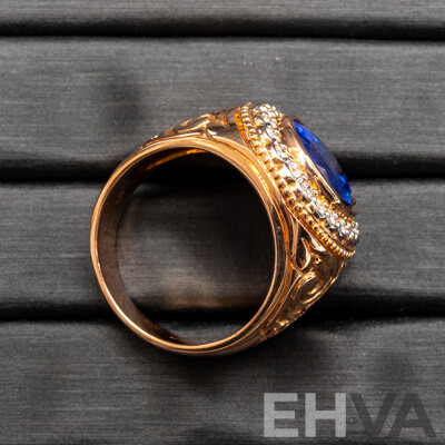 14ct Rose Gold Tanzanite & Diamond Signet Ring with Valuation - Size Q