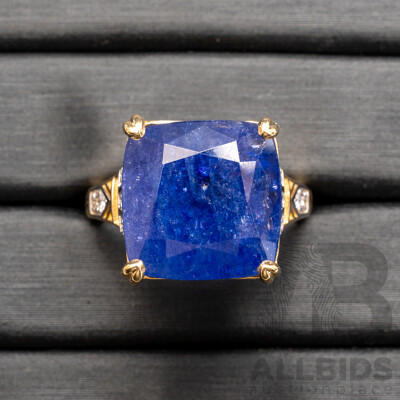 14ct Yellow Gold Tanzanite & Diamonds Ring with Valuation - Size P