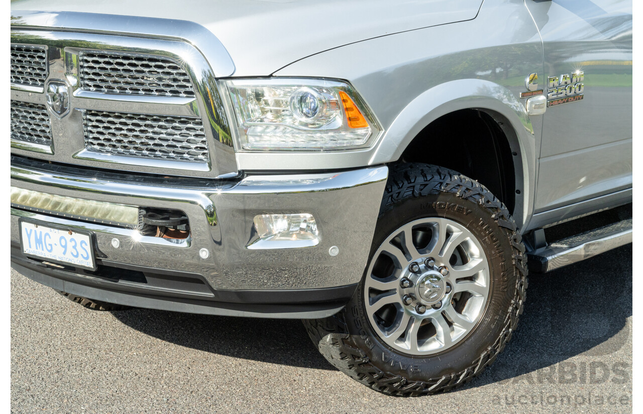 10/2017 (ASV) Dodge Ram 2500 HD Laramie RamBox (4x4) 4d Crew Cab Utility Bright Silver Metallic Turbo Diesel Cummins 6.7L